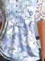 Blumenmuster Shirt halbe Spitze Ärmel Jersey Noracora
