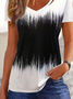 Abstrakt Print Tunika/Shirt V-Ausschnitt Lässig Farbverlauf Mode Noracora
