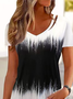 Weit Lässig V-Ausschnitt Jersey Bluse