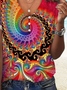 V-Ausschnitt Abstrakt Print Weit Hollow-out Lässig Bluse