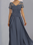Stickerei Brautkleid reine Farbe langes V-Ausschnitt Abendkleid Noracora