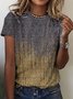 Ethnisch Paisley Print T-Shirt Farbverlauf Design Rundhals Noracora