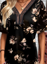 Weit Spitze Lässig Geblümt Kleid