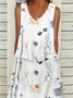 Blumen Print Tank-Kleid V-Ausschnitt Locker Maxikleid Lässig Urlaub&Täglich Noracora
