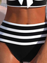 Gestreift V-Ausschnitt Print Lässig Bikini