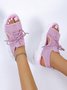 Atmungsaktiv Ausgehöhlt Schnürung Vorderseite Slip On Sportsandalen