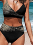 Urlaub Abstrakt Print V-Ausschnitt Bikini