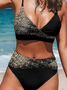 Urlaub Abstrakt Print V-Ausschnitt Bikini