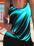 Lässig Abstrakt Print Rundhals Tankini