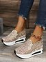 Fashion Paillette Atmungsaktiv Mesh Slip On Plateau Sneakers