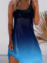 Lässig Farbverlauf Spaghettiträger Kleid