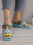 Retro Farbe Kontrast Ethnisch Stil Blume Hohl Keilsandalette