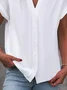 Stehkragen Kurzarm Unifarben Regelmäßig Weit Bluse für Damen