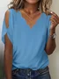 Unifarben Bluse mit Süßem V-Ausschnitt für Sommer Noracora