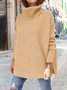 Damen Wolle/Stricken Unifarben Langarm Bequem Lässig Pullover