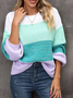 Damen Farbblock Langarm Bequem Lässig Pullover