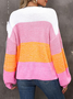 Damen Farbblock Langarm Bequem Lässig Pullover