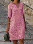 Gekerbt Geblümt Lässig Weit Kleid