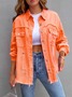 Unifarben Jeansjacke mit Zerrissen-Design Lässig für Damen in Neue Saison Noracora
