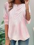 Lässig Blätter Rundhals Langarm T-Shirt
