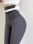 Lässig Unifarben Lang Legging