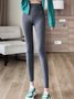 Lässig Unifarben Lang Legging