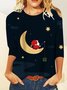 Lässig Weihnachten Rundhals Langarm T-Shirt