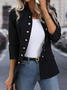 Langarm Unifarben Schnalle Regelmäßig Mikroelastizität Weit Jacke für Damen