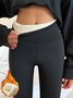 Lässig Unifarben Lang Legging
