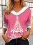Lässig Weihnachten V-Ausschnitt Langarm T-Shirt