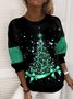 Lässig Rundhals Weihnachten Sweatshirt