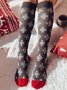 1 PAAR Weihnachten Hut Kartoonmuster Knie Socken