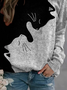Lässig Rundhals Katze Sweatshirt