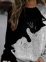 Lässig Rundhals Katze Sweatshirt