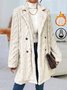 Damen Unifarben Jacquard Vlies Weit Teddy Jacke