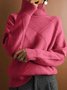 Damen Unifarben Langarm Bequem Lässig Pullover