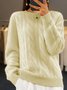 Damen Unifarben Langarm Bequem Lässig Pullover