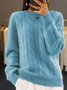 Damen Unifarben Langarm Bequem Lässig Pullover