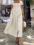 Unifarben Baumwolle Maxikleid Lässig Elegant für Damen 2023 Noracora