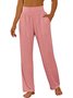 Lässig Unifarben Lang Elastische Taille Tasche Patchwork Hose