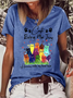 Lässig Textbriefe Rundhals Kurzarm T-Shirt