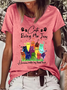 Lässig Textbriefe Rundhals Kurzarm T-Shirt