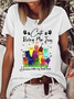 Lässig Textbriefe Rundhals Kurzarm T-Shirt