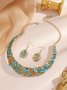 4 Stück/Set Luxuriös Multifarben Strass Verziert Metall Halsband Halskette Set