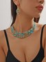 4 Stück/Set Luxuriös Multifarben Strass Verziert Metall Halsband Halskette Set