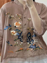 V-Ausschnitt Halbarm Geblümt Stickerei Regelmäßig Weit Bluse für Damen