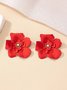 1 Paar Elegant Blume Strass Zucht Ohrringe