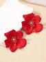 1 Paar Elegant Blume Strass Zucht Ohrringe