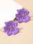 1 Paar Elegant Blume Strass Zucht Ohrringe
