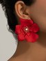1 Paar Elegant Blume Strass Zucht Ohrringe
